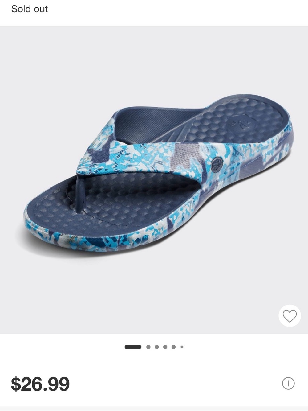 Joybees Blue and Gray Camo Flip Flop Sandals NWOT Women’s 11 Men’s 9